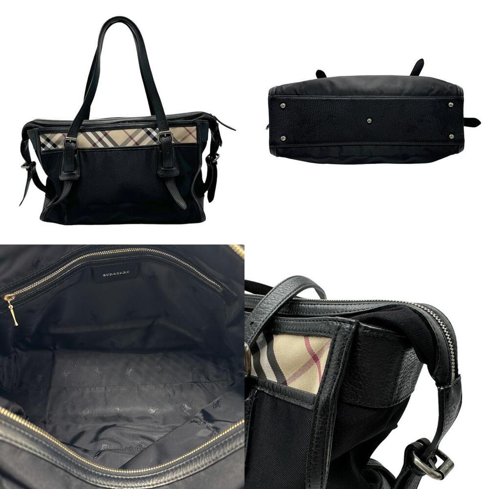 Burberry Shoulder Black Bag Beige Leather Check Nova Jacquard - Picture 3 of 4